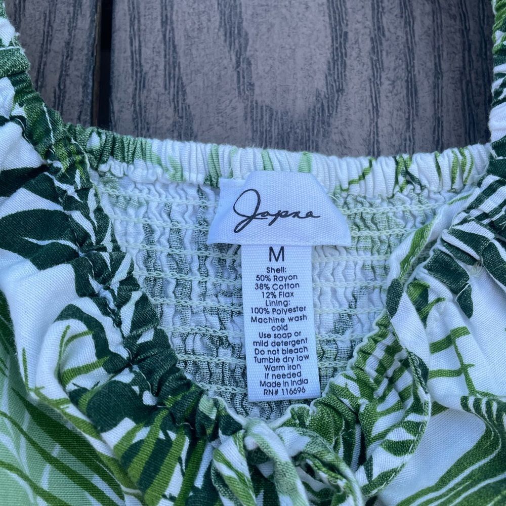 Japna Leaf/palm print mini dress w keyhole size medium - Picture 6 of 6